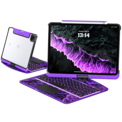 Transparent y2k Mechanical Style iPad Keyboard Case – 360° Rotatable,7-Color Backlight, Multi-Touch