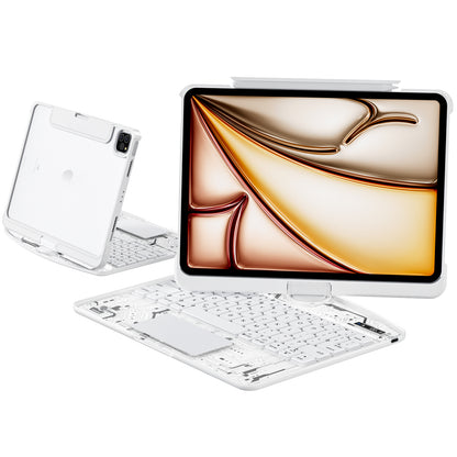 Transparent y2k Mechanical Style iPad Keyboard Case – 360° Rotatable,7-Color Backlight, Multi-Touch