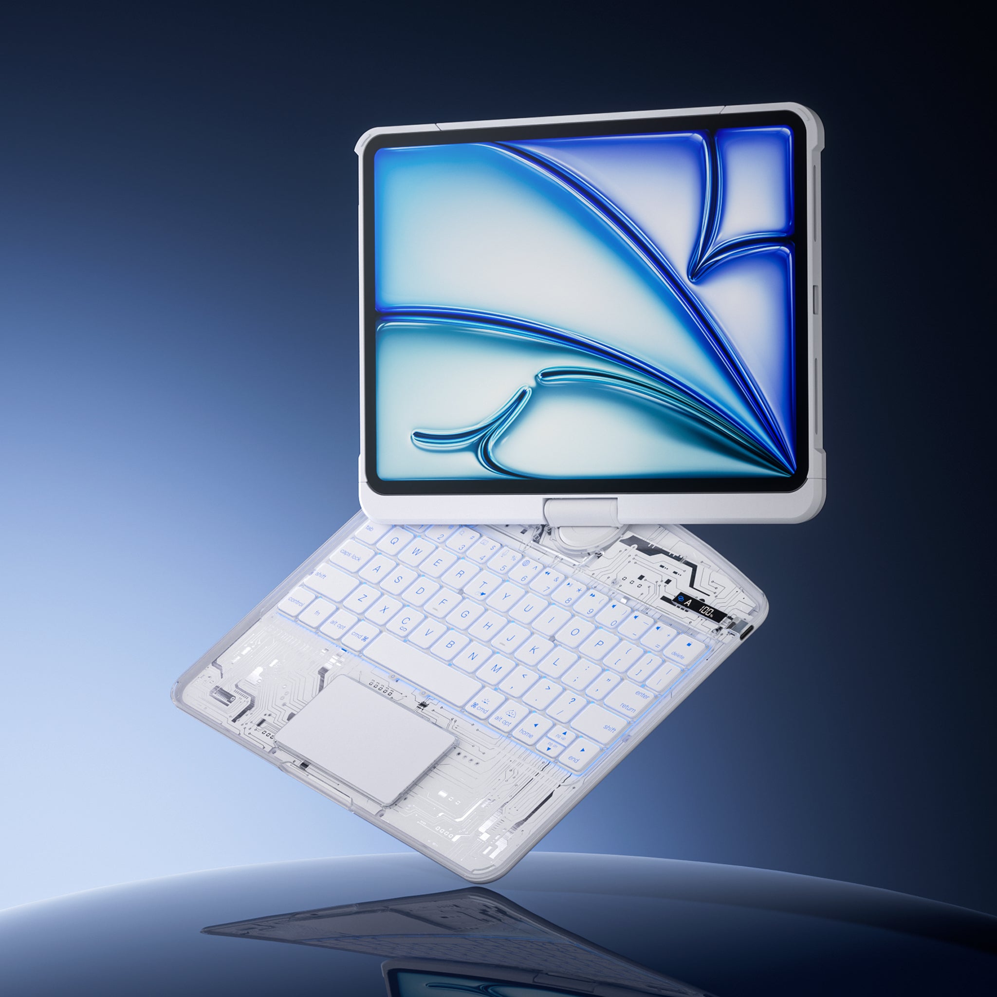 White transparent iPad keyboard case with clean minimalist design