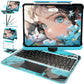 Transparent White Mechanical Style iPad Keyboard Case – 360° Rotatable,7-Color Backlight,Multi-Touch